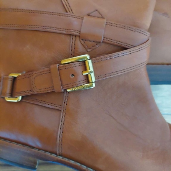 COACH MONIQUE FLAT LEATHER RIDING BOOTS brown/cinnamon - Picture 3 of 11